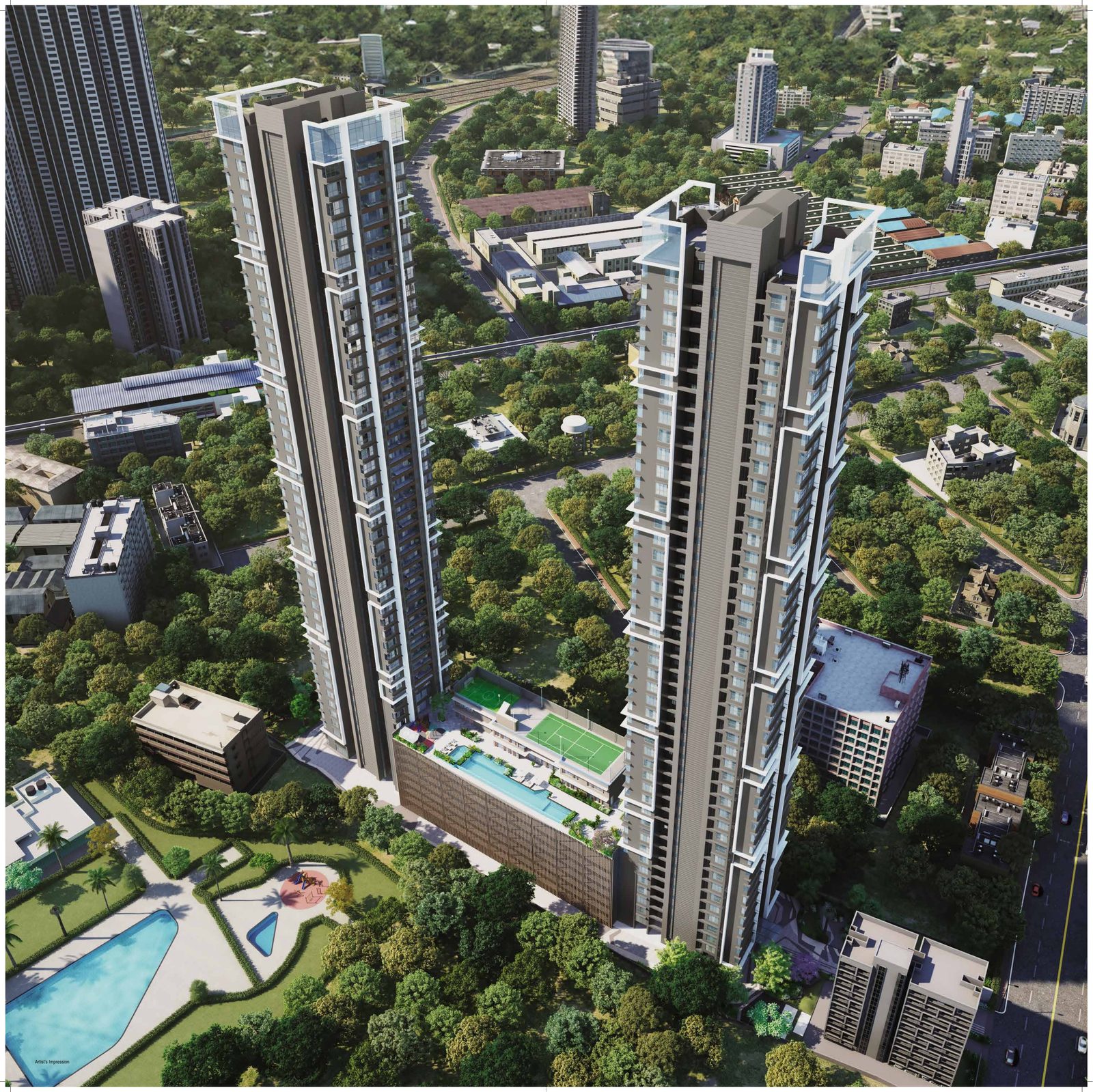 Aerial view of the residential towers in Mahalaxmi